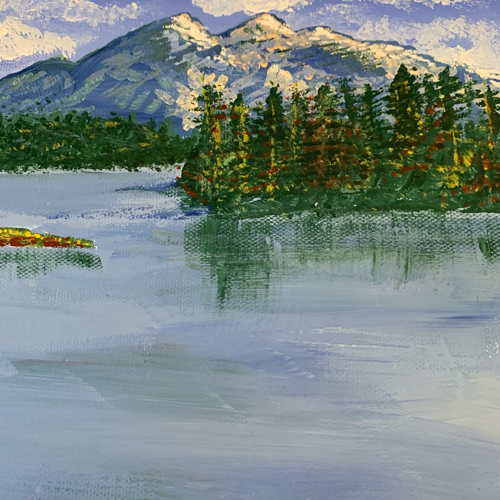 Serene Mountain Landscape Art - Original Acrylic